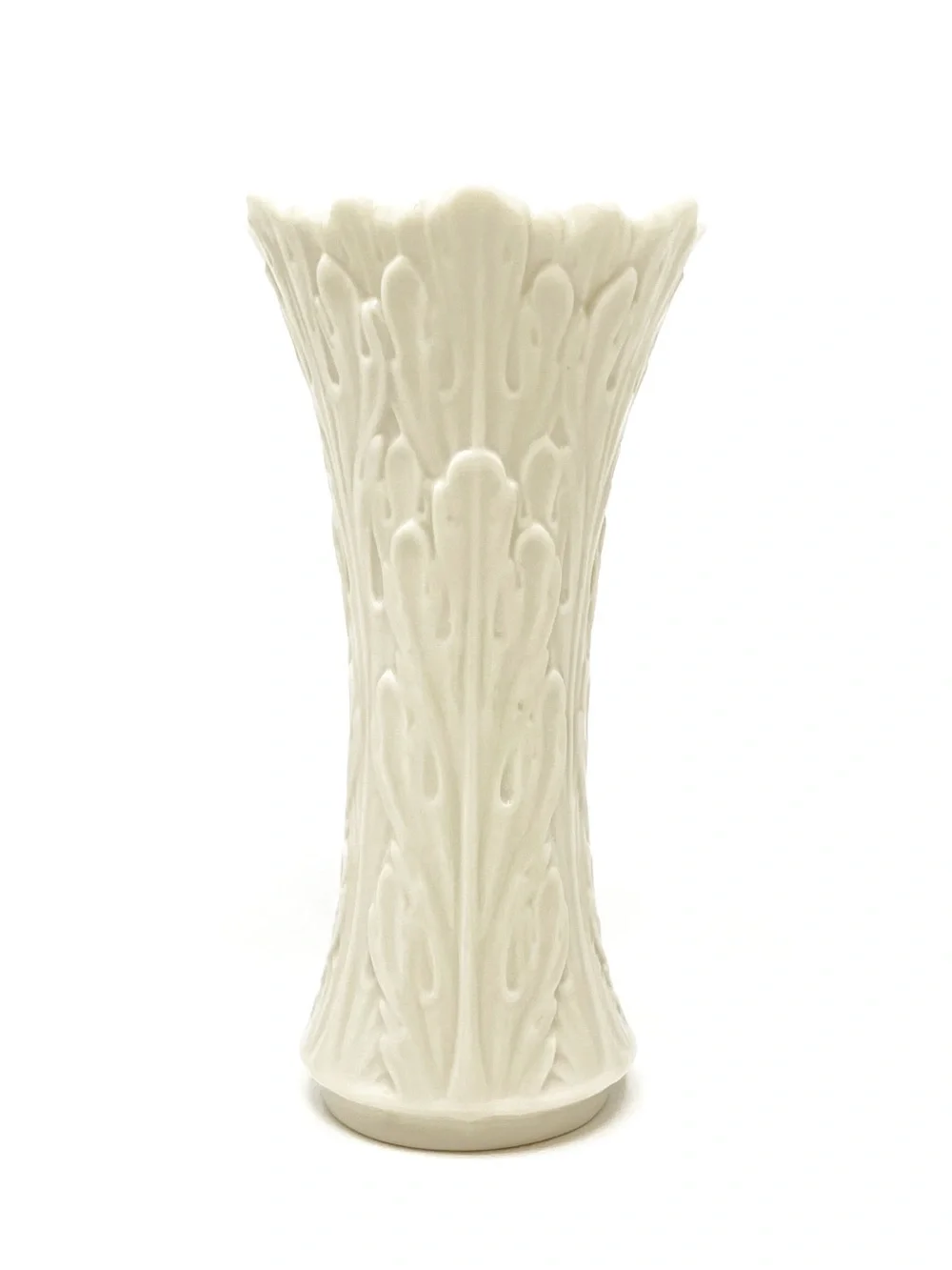 Vintage Lenox Woodland Collection Vase 6” Ivory Porcelain Embossed Leaf EUC